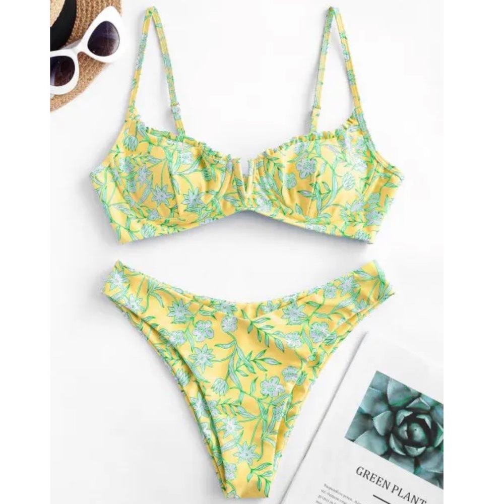 ZAFUL | SMALL | FLORAL V-WIRE HIGH CUT BIKINI